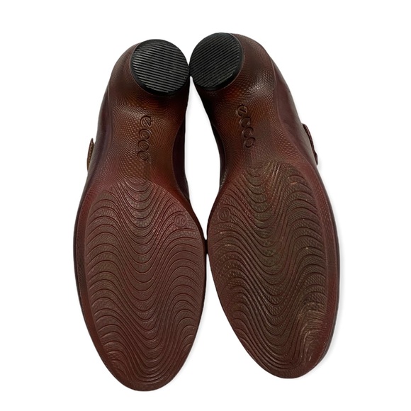 ECCO Maryjanes Sz 40 / 10 Red Burgundy Leather Clogs Strap & Buckle - Picture 10 of 11